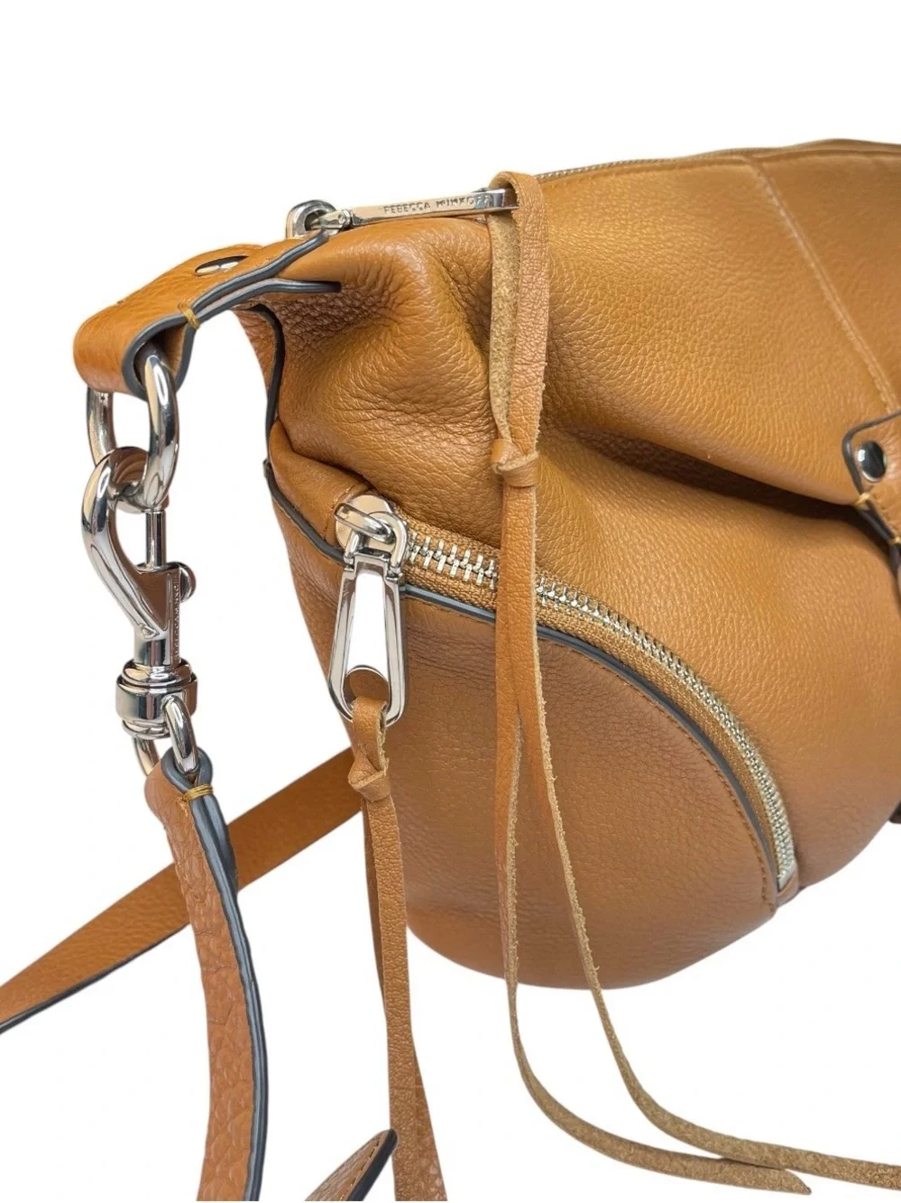 Rebecca Minkoff Small Julian Crossbody Bag Tan Silver Hardware Boho